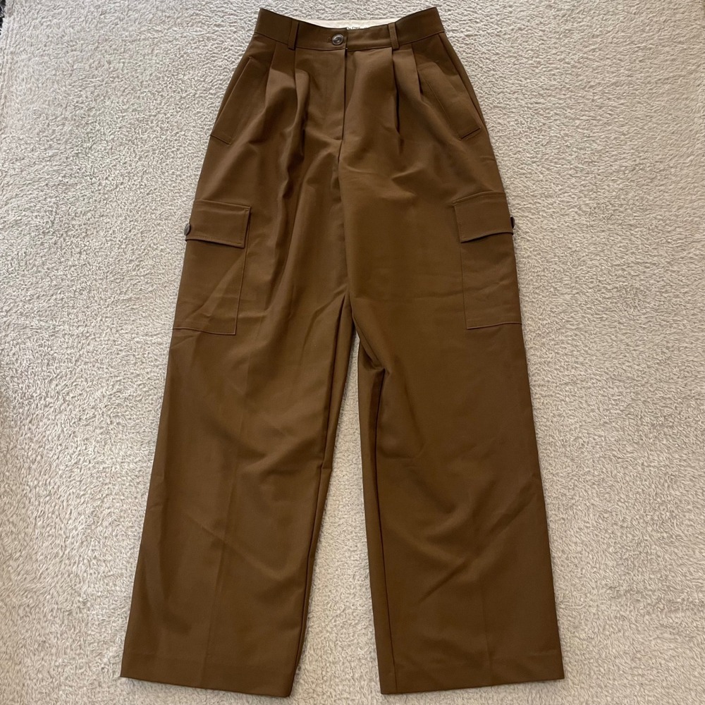 The Frankie Shop Maesa Cargo Pants Women XS Brown High Waist Wide Leg Trousers